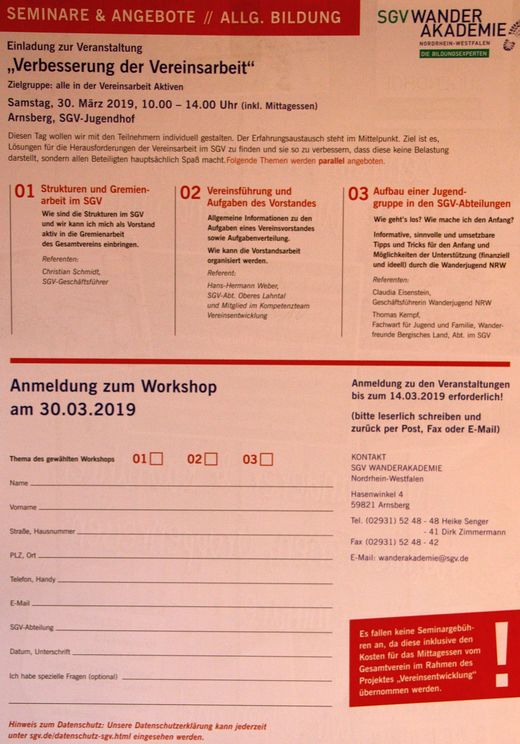 Jetzt anmelden: Workshops für alle in der Vereinsarbeit Aktiven