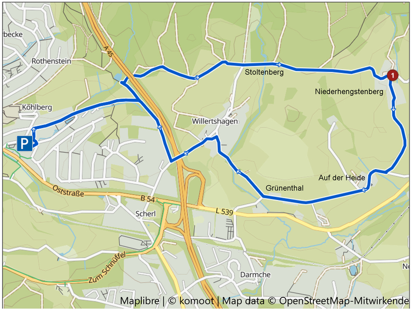 05.12.2023: Vom Parkplatz hinterm Penney geht es heute über Niederhengstenberg rund.