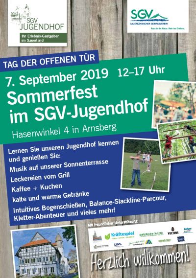 Flyer Sommerfest SGV-Jugendhof 2019